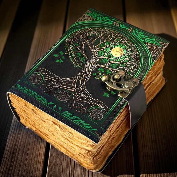 Tree of Life Leather Journal – Handmade Grimoire Book of Shadows – Size 5x7" | 200 Handmade Pages | Vintage Lock