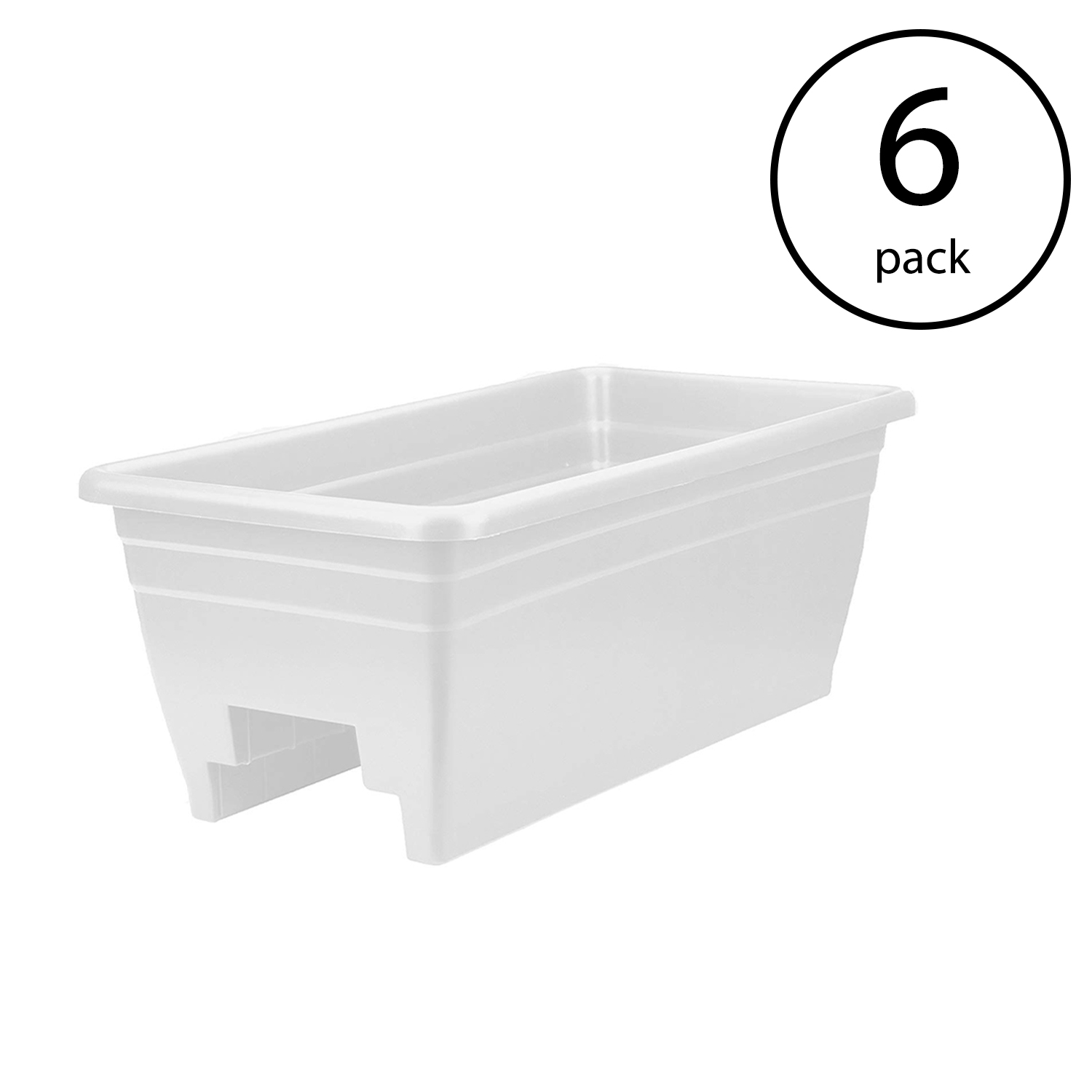 HC Companies 24Inch Width Deck Rail Box Planter w/ Plugs, White (6