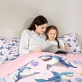 thumbnail image 4 of Erosebridal Shark Fish Bedding Comforter Set 7pcs for Girl, Pink Cartoon Sealife King Bedding Sets, 4 of 7