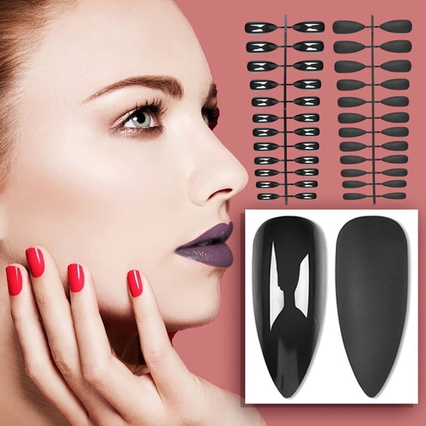 Xihbxyly Juego de Uñas Postizas con Diseño Ovalado Puntiagudo, Uñas Largas para Salón, Material Abs, Ideal para Bodas, Fiestas y Citas, Extensiones de Uñas Artísticas, 24 Piezas Incluidas, Ideal para