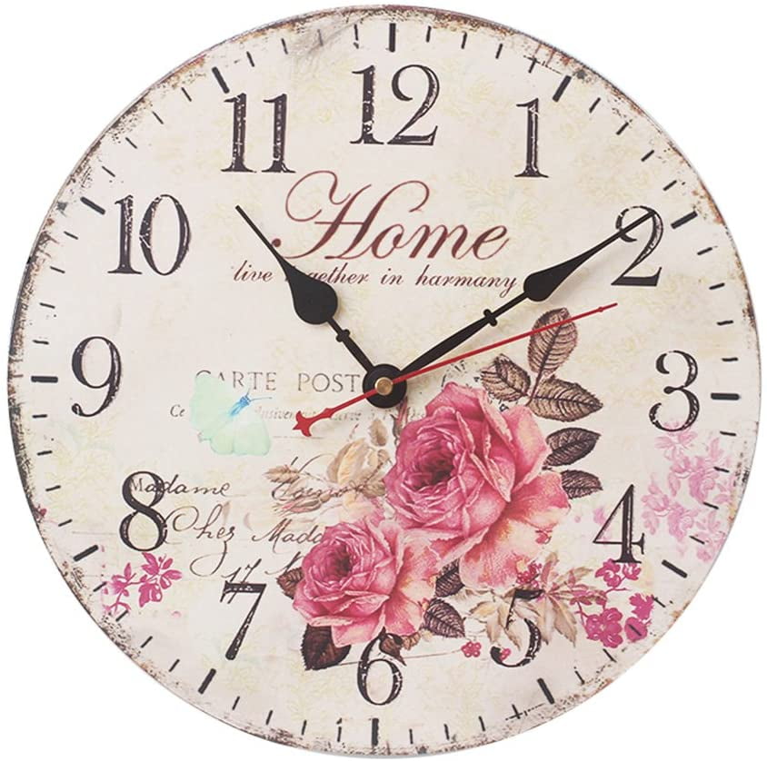 Glass Wall Clock Kitchen Clocks 30x30 cm silent Roses Red 