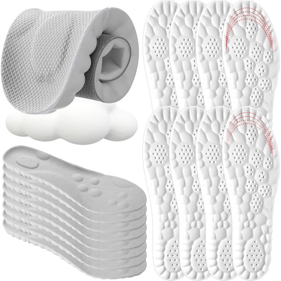 8 Pairs 4D Cloud Insoles for Men & Women | Soft Memory Foam Cushioning with Shock Absorption for Sports Shoes & Foot Pain Relief