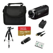 Sony HDR-CX405 HD Handycam Camcorder Video Recording with 64GB Micro SD Memory Card + Case + Tripod + Buzz-Photo Accessory Bundle