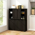 thumbnail image 4 of Costway Buffet Bahut Empilable, Ensemble de 2 avec Portes Coulissantes et Tablette Réglable, Brun, 4 of 8