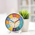 thumbnail image 1 of Reloj despertador analógico de cabecera para niños, esfera colorida, reloj para niños que no hace tictac, para habitación de niños, versátil, 1 of 8