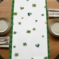 thumbnail image 5 of St. Patrick's Day Table Runner, Cute Highland Cow Shamrock Gold Coin Green Washable Cotton Linen Table Runners 48 Inches Long, Dresser Scarf Runner for Nightstand/Coffee/End Tables 13''x48'', 5 of 9