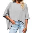 thumbnail image 5 of Summer Short Sleeve Oversize Solid Color T Shirt Women Loose Tops, 5 of 6