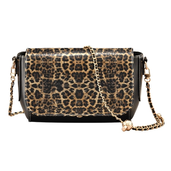 Women's Crossbody Handbags Leopard Print PU Leather Shoulder Purse Adjustable Strap Small Travel Bag with Zipper Pocket