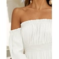 thumbnail image 2 of YOGAFOX Women's Boho Smocked Side Split Flowy Maxi Dress White Large, 2 of 5