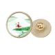 thumbnail image 1 of Montar a caballo ir chino acuarela Broche de oro metálico circular, 1 of 3