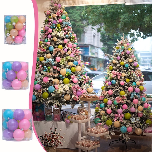 Set de Bolas Navideñas de Colores Macaron | Plástico | Multicolor | 7 Cm | 1 Unidad | Ideal para Árboles de Navidad y Decoración de Fiestas | 113 G | Sku: Zkr250715644Mrl
