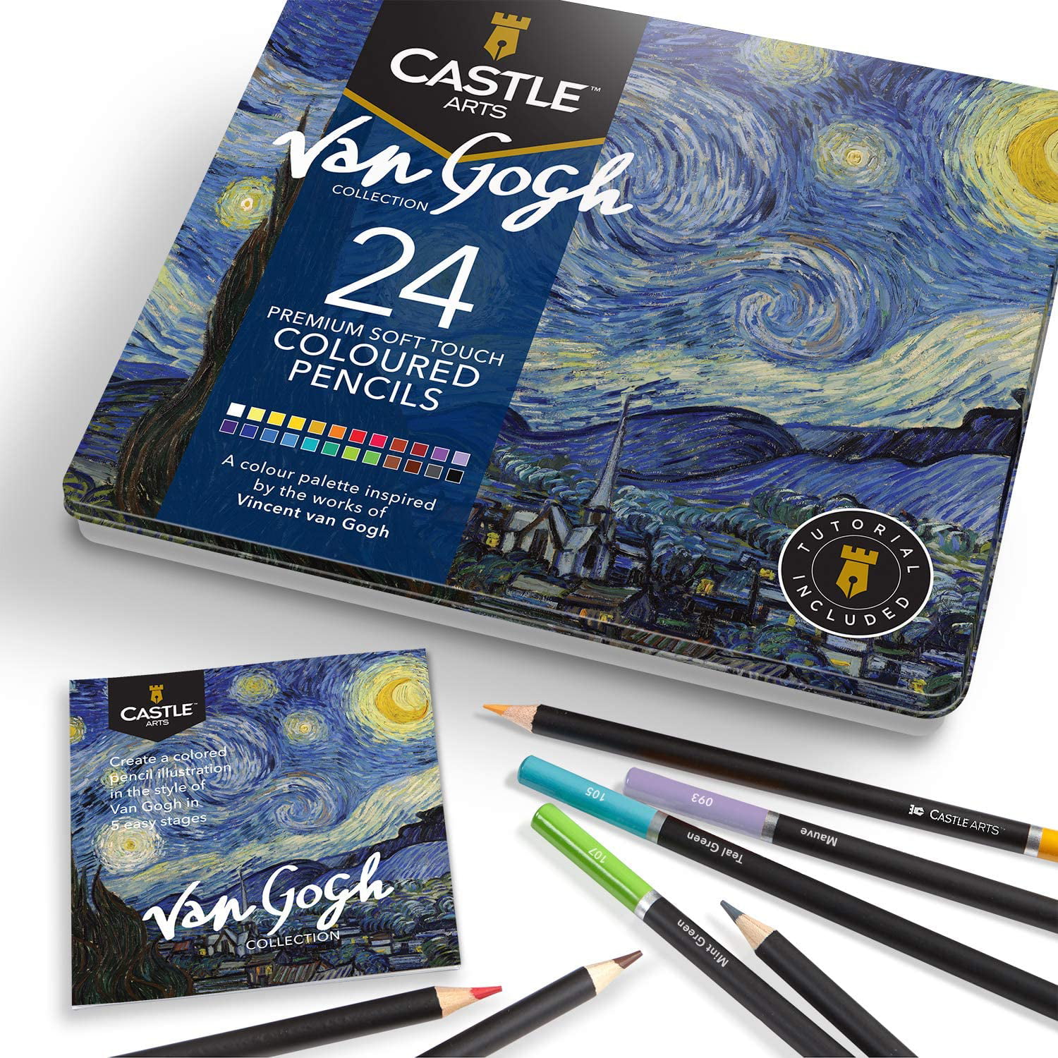 Castle Art Supplies Themed 24 Colored Pencil Set in Tin Box, perfect 'Van  Gogh' inspired colors | Coloring, Sketching & Drawing - Walmart.com -  Walmart.com