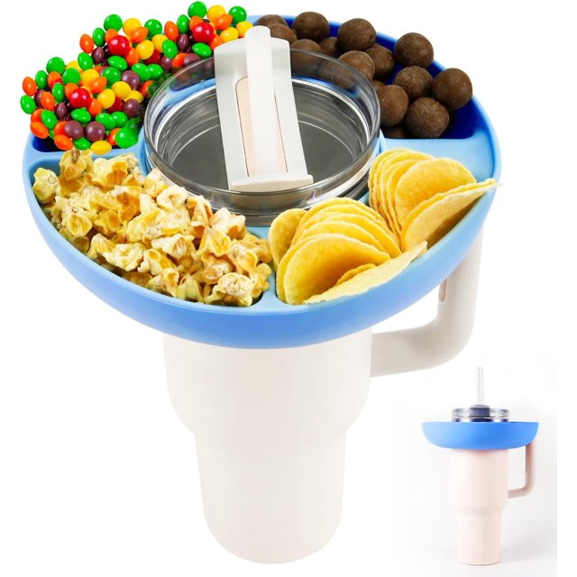 LAICAIW Bol à Collations pour Stanley 40 oz Tumbler, Plateau de Rangement Réutilisable pour Bonbons Plateau à Noix Boîtes avec 4 Compartiments pour Nourriture Plateau Topper Porte-Gobelet pour Accessoires Stanley Cup