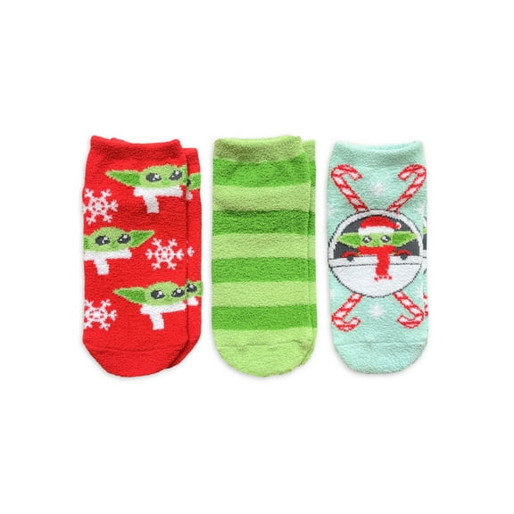 Star Wars The Mandalorian Women’s Holiday Cozy No Show Socks, 3-Pack, Size 4-10