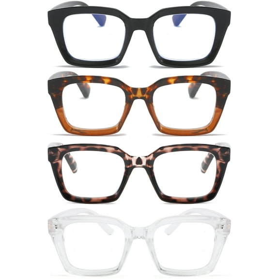 REAVEE 4 Pack Ladies Retro Oversized Reading Glasses Women Computer Reader Eyeglass 2.5