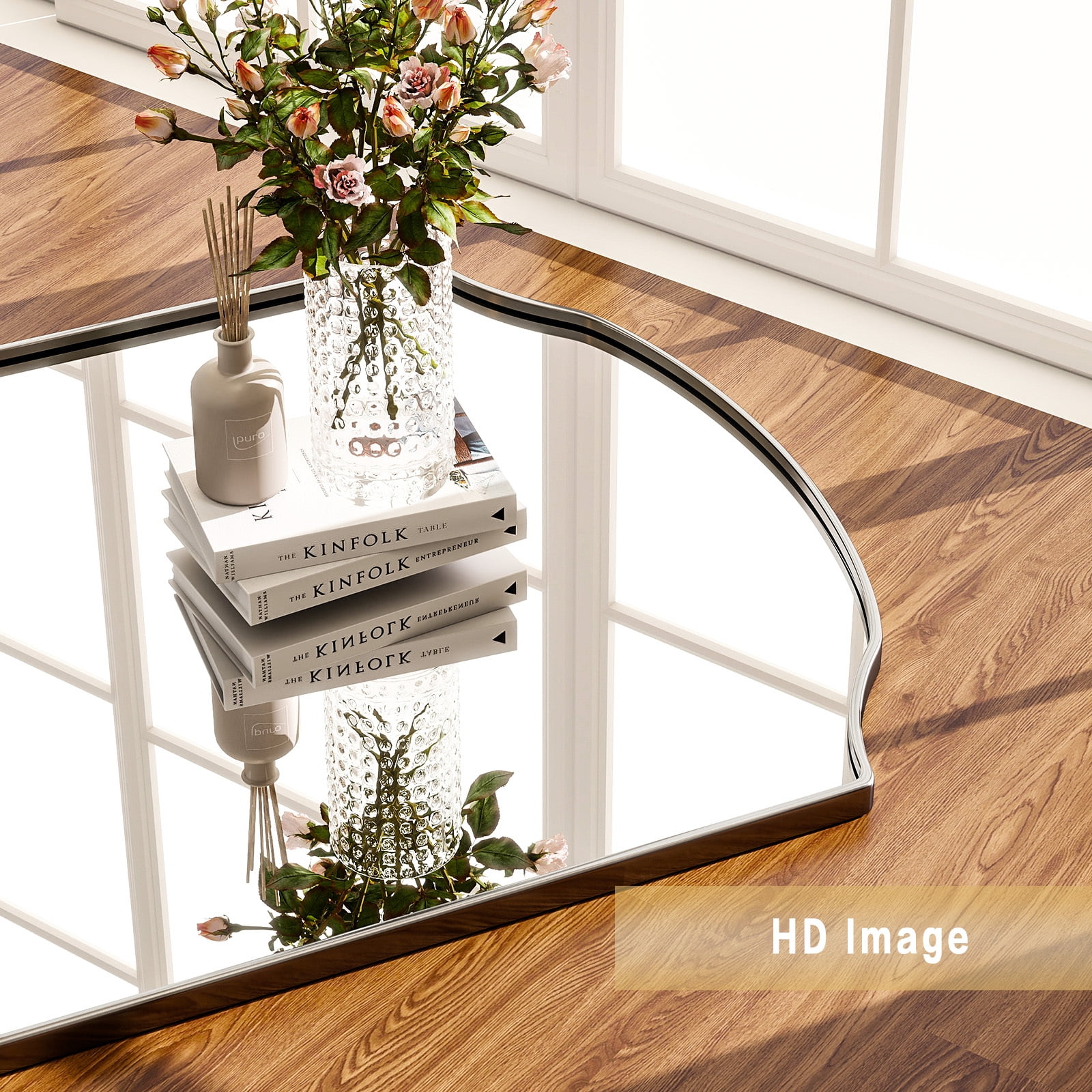 AUROMIR 71"x32" Arched Full Length Mirror Floor Mirror with Stand, Black