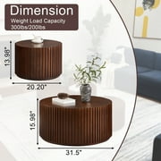 Gexpusm Nesting Coffee Table Set of 2, Handcraft Round Coffee Table with Small End Table, Solid Wood Accent Table for Living Room Bedroom Apartment, Walnut