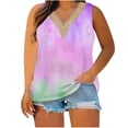 thumbnail image 2 of Ndbuld Workout Tank Plus Size Tunic for Women-Neck Blouse Lace Casual Loose Summer Sleeveless Tank Purple L, 2 of 5