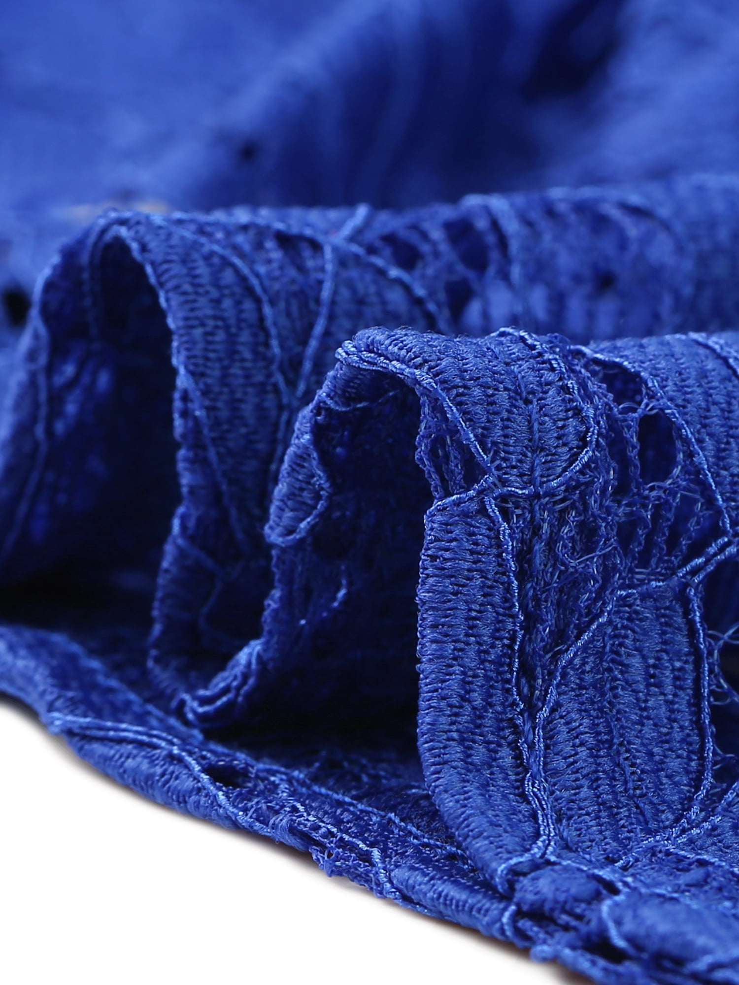DARING DIVA Lace Cardigan Stand Collar Short Elegant Shrug XS Royal Blue