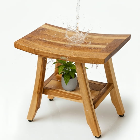 EcoDecors Satori Teak Shower Bench, EarthyTeak