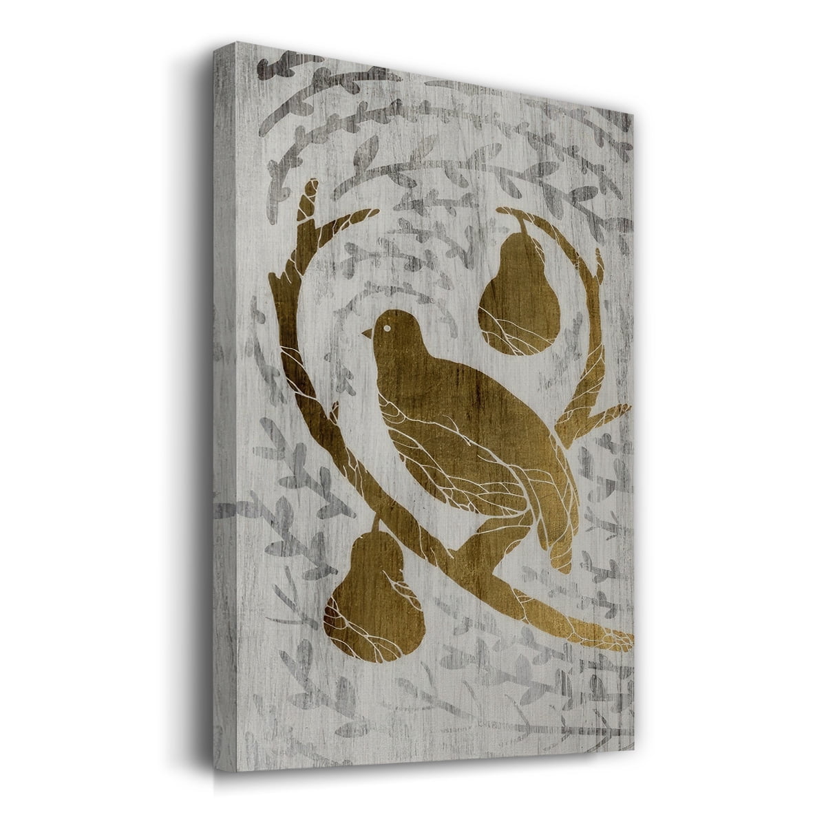 Partridge in a Pear Tree - Gold Leaf Holiday- Gallery Wrapped Canvas