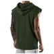 thumbnail image 4 of Blusa de Color Sólido de los Hombres, Moda Casual sin Mangas Sudadera con Capucha para Uso Al Aire Libre Y Diario, Cuello Redondo Atlético Top, 4 of 5