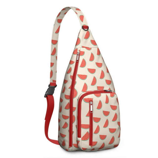 Tropical Sunshine Watermelon Chest Bag – Breathable Mesh Back Panel, Cute Fruit Print Fanny Pack for Sports, Concerts and Summer Festivals
