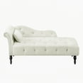 thumbnail image 5 of Luxurious Velvet Chaise Lounge with Button Tufting & Nailhead Trim, Solid Wood Legs, 1 Pillow, Left Arm Design – Elegant Home Relaxation Sofa (White), 5 of 7