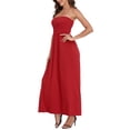 thumbnail image 5 of HDE Women's Strapless Maxi Dress Bohemian Sundress Red L, 5 of 6