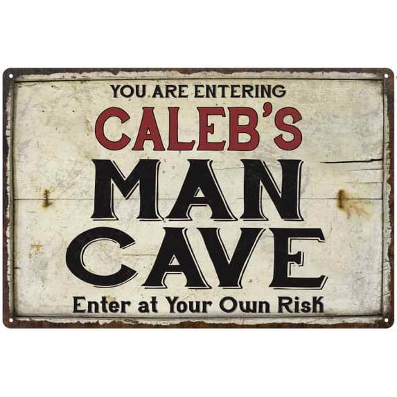 CALEB'S Man Cave Sign Rustic 8 x 12 High Gloss Metal 208120035443
