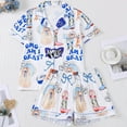 thumbnail image 2 of XIAOCHA Western Print Pajama Set For Women Collared Button Front Boot Dice Shades Print Loungewear Whimsical Cozy Evenings Sleepwear, 2 of 9