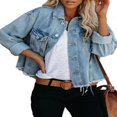 thumbnail image 1 of Aunavey Veste en Denim Camionneur en Jean Extensible à Manches Longues, Boutonnée, Basique pour Femmes, 1 of 7