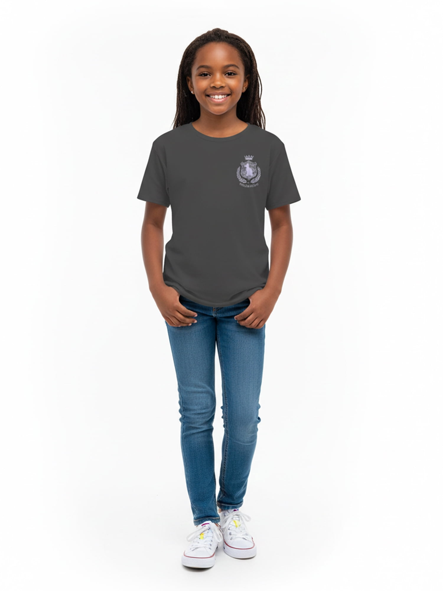 Wonder Nation Girls' Girl Math Front Back Graphic Tee with Short Sleeves, Sizes 4-18