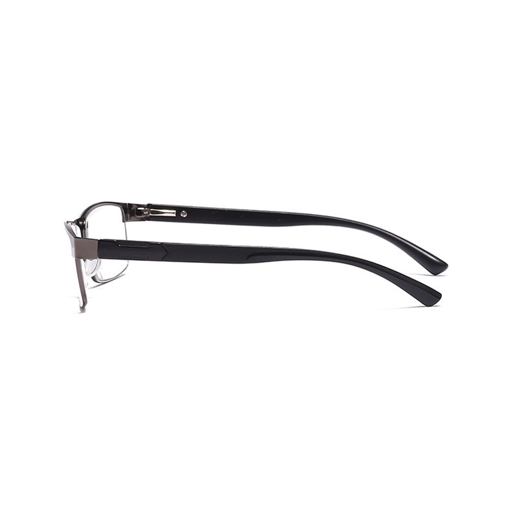 3 Pairs of Mens Rimmed Blue Light Blocking Reading Glasses +4.0, Metal Gunmetal Spring Hinges Classic Readers 4.0