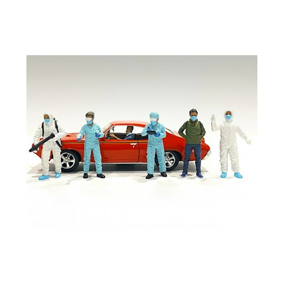 Hazmat Crew 6 piece Figurine Set for 1/24 Scale Models by American Diorama