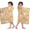 thumbnail image 4 of Corgi Dog and Footprints Hooded Bath Towel，50"x30" for Ages 3 To 12 Kids, Quick Dry Lightweight Soft Microfiber Hood Beach Towel Cover Up for Kids, 4 of 7