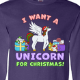 thumbnail image 4 of Inktastic I Want a Unicorn for Christmas with Presents Long Sleeve T-Shirt, 4 of 5