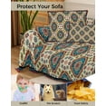 thumbnail image 4 of Oriental Boho Flower Sofa Covers for 3 Cushion Couch,Washable Sectional & L Shape Couch Covers for Dog/Cat/Kid,Tribal Patterns Ethnic Farmhouse Non Slip Sofa Slipcover Tassel Futon Cover 71x150, 4 of 8