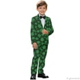 thumbnail image 4 of Whosucclay Polyester Four Leaf Clover Pattern Boys Suit for Wedding Photograph, 2 Piece Boys Suit Set One Button Non-Stretch Elastic Waist, 4 of 10