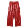 thumbnail image 2 of CONZONE Mens Pu Leather Pants Wide Leg Baggy Motorcycle Pants High Waist Fashion Streetwear Fall Winter Trousers with Pocket, 2 of 8