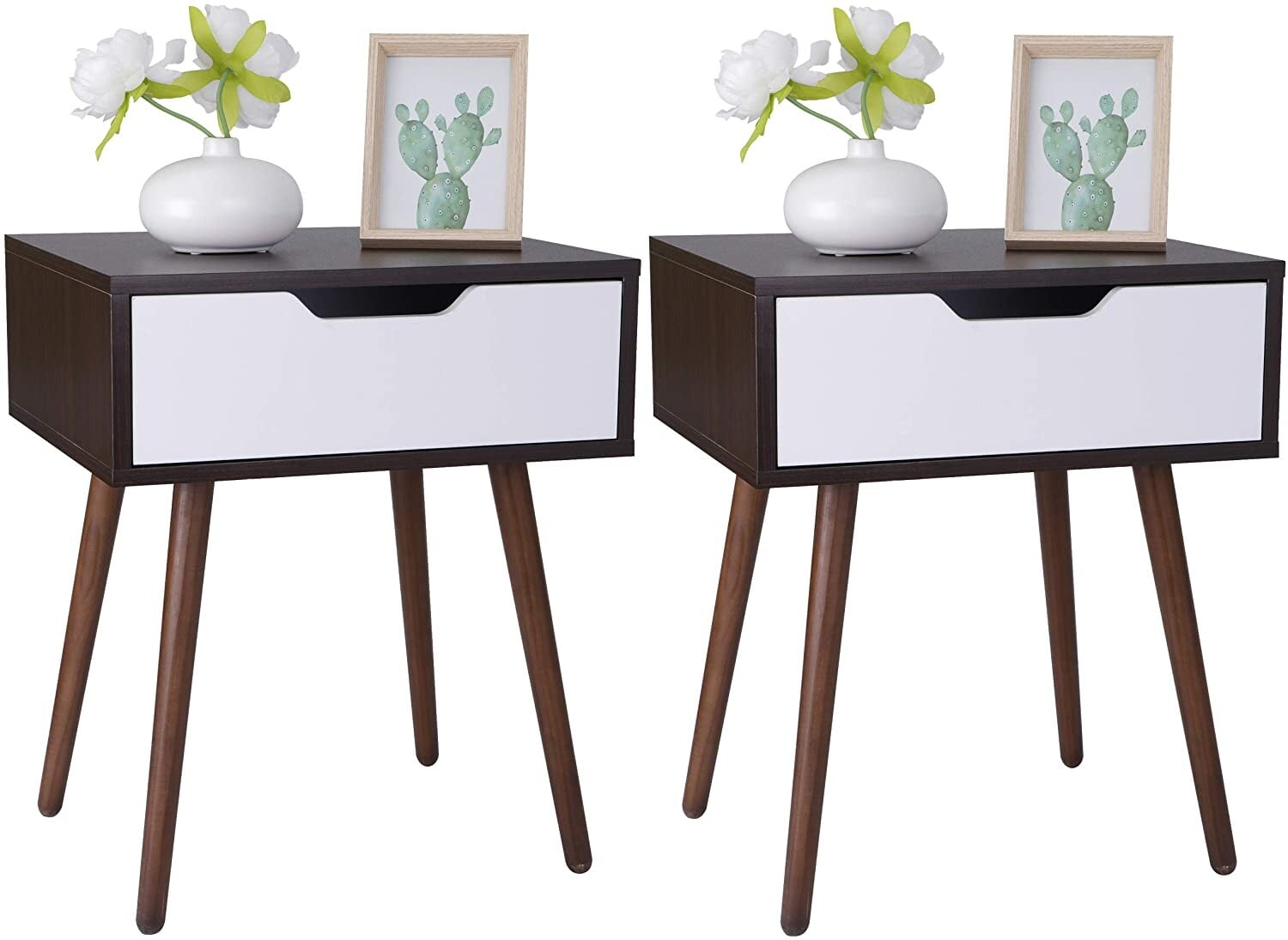 HomGarden Modern Wooden Sofa End Table W/Drawer, Brown