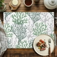 thumbnail image 2 of Placemats Set of 6, Green Grey Ocean Coral Place Mats Summer Marine Life Tablemats Washable Placemat Table Decoration for Kitchen Table Dinner Party Home Decor Indoor Outdoor 13x19 Inch, 2 of 9