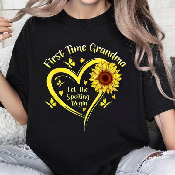 100% Cotton Unisex Funny Grandmother First Time Grandma Let The Spoiling Begin T-Shirt