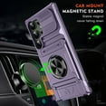 thumbnail image 2 of Case Designed for Samsung Galaxy S25 Edge, Hybrid Back Case with Ring Stand & Hidden Card Slot & Support Magnetic Car Mount Shockproof Fall-Protection Slim Phone Cover for Galaxy S25 Edge, Violet, 2 of 7