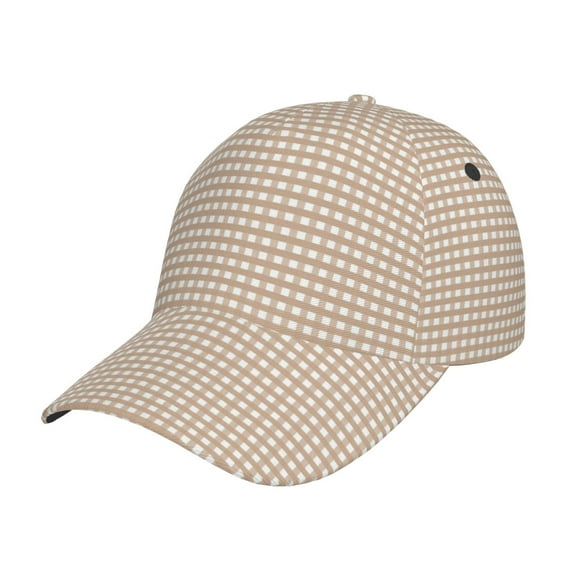 Picia Brown Gingham pattern Trucker Low Profile Hat Men Women Baseball Cap Dad Hat Adjustable Unconstructed Plain Cap