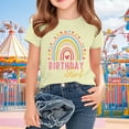 thumbnail image 2 of Ugoldhm Girls Letter Print Cotton Tees Crew Neck Relaxed Summer Shirts Size 2-15Y Graphic Alphabet Design Casual Tops, 2 of 6