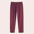 thumbnail image 5 of Diufon Cotton Linen Lounge Pants for Women Side Hem Button Pants Pockets Elastic High Waist Drawstring Pants, 5 of 7