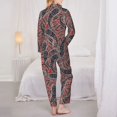 thumbnail image 3 of Pajama Sets for Women 2 Pcs, Paisley Pattern No.90105 Button Down Long Sleeve Sleepwear Lounge PJ Sets, 3 of 6