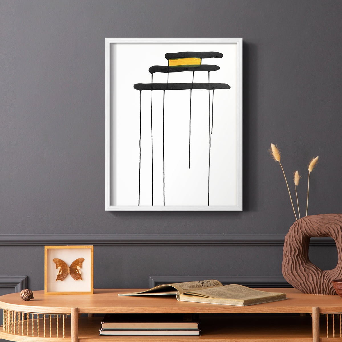 Golden Waterfall II in White Solid Wood 8 x 10 Framed Print