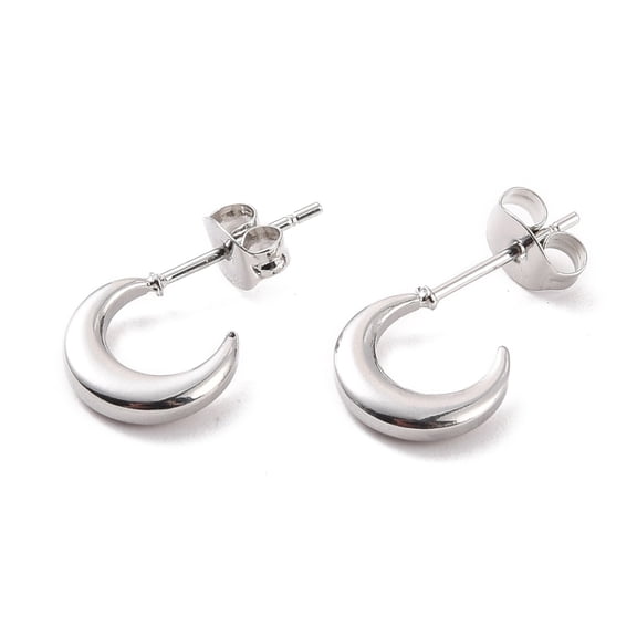 304 Stainless Steel 10 pair Non-Tarnish 304 Stainless Steel Crescent Moon Stud Earrings for Women Stainless Steel color 18.5x10x2mm Pin: 0.8mm